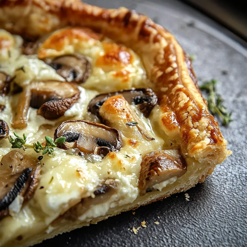 Délicieuse tarte croustillante champignons mozzarella