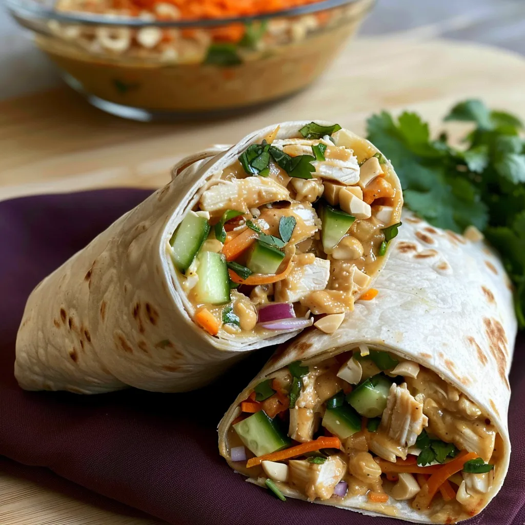 Wraps thaï poulet sauce cacahuète