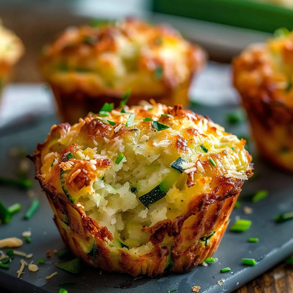 Muffins dorés courgette-parmesan, prêts à savourer