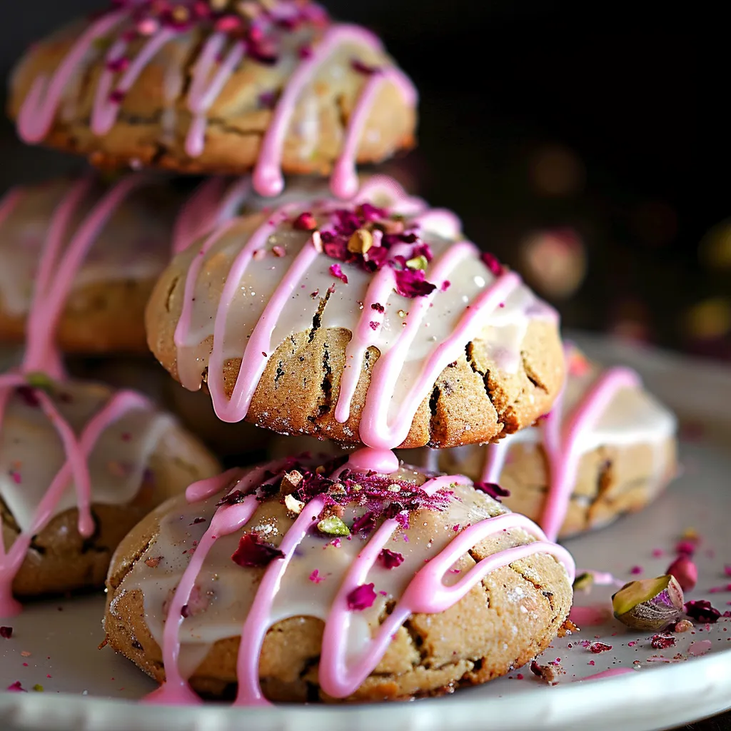 Délicieux cookies pistaches et roses
