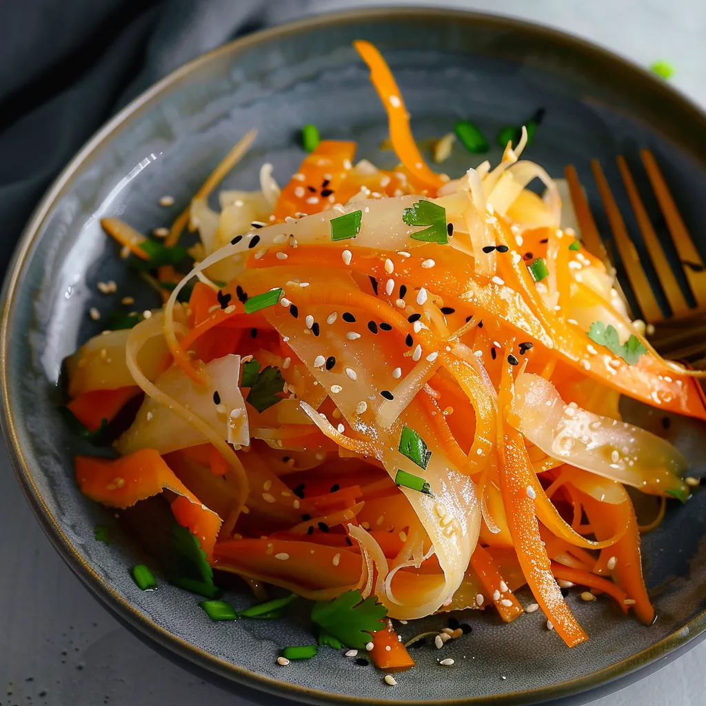 Entrée fraîche daikon carotte gingembre