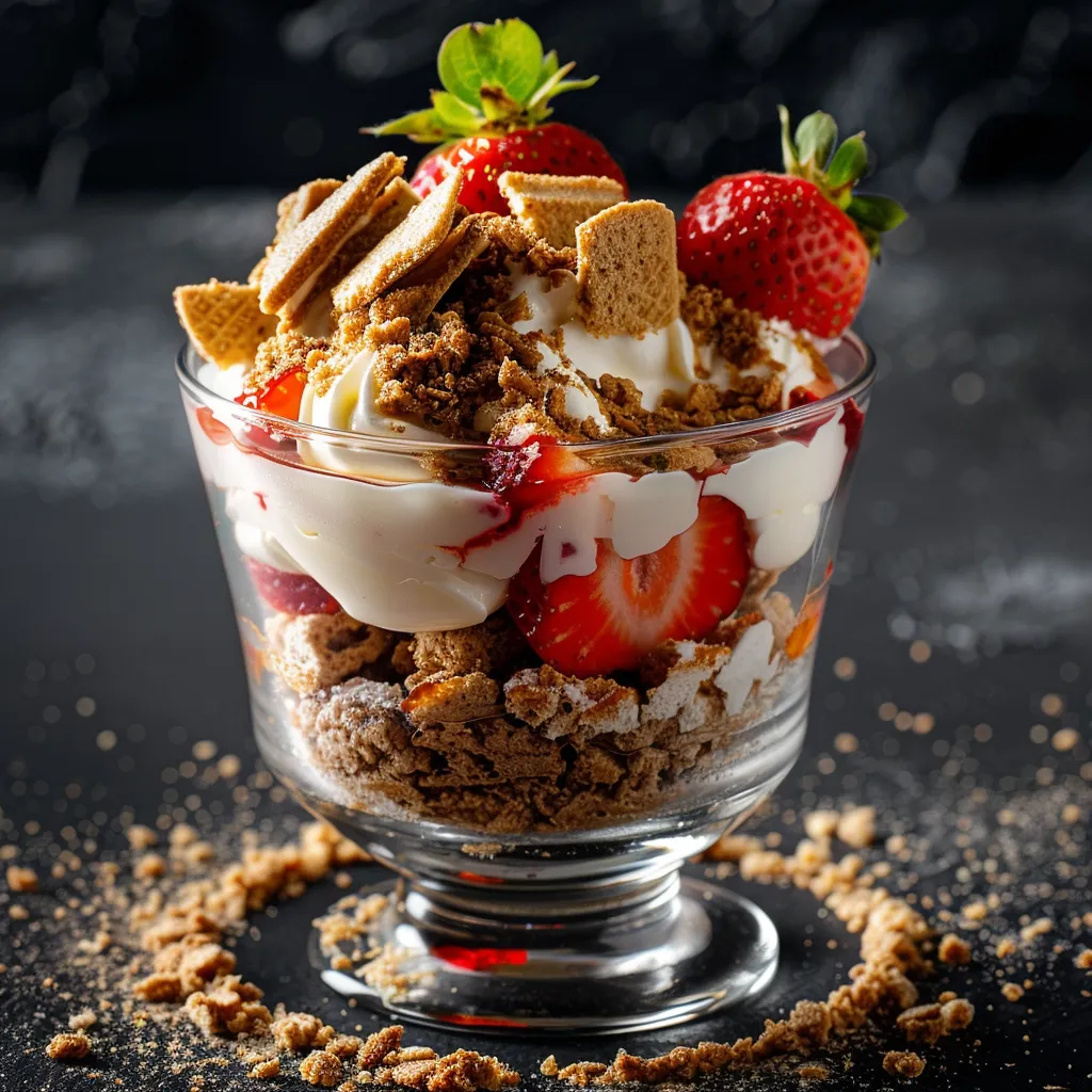 Coupes de fraises et spéculoos au mascarpone