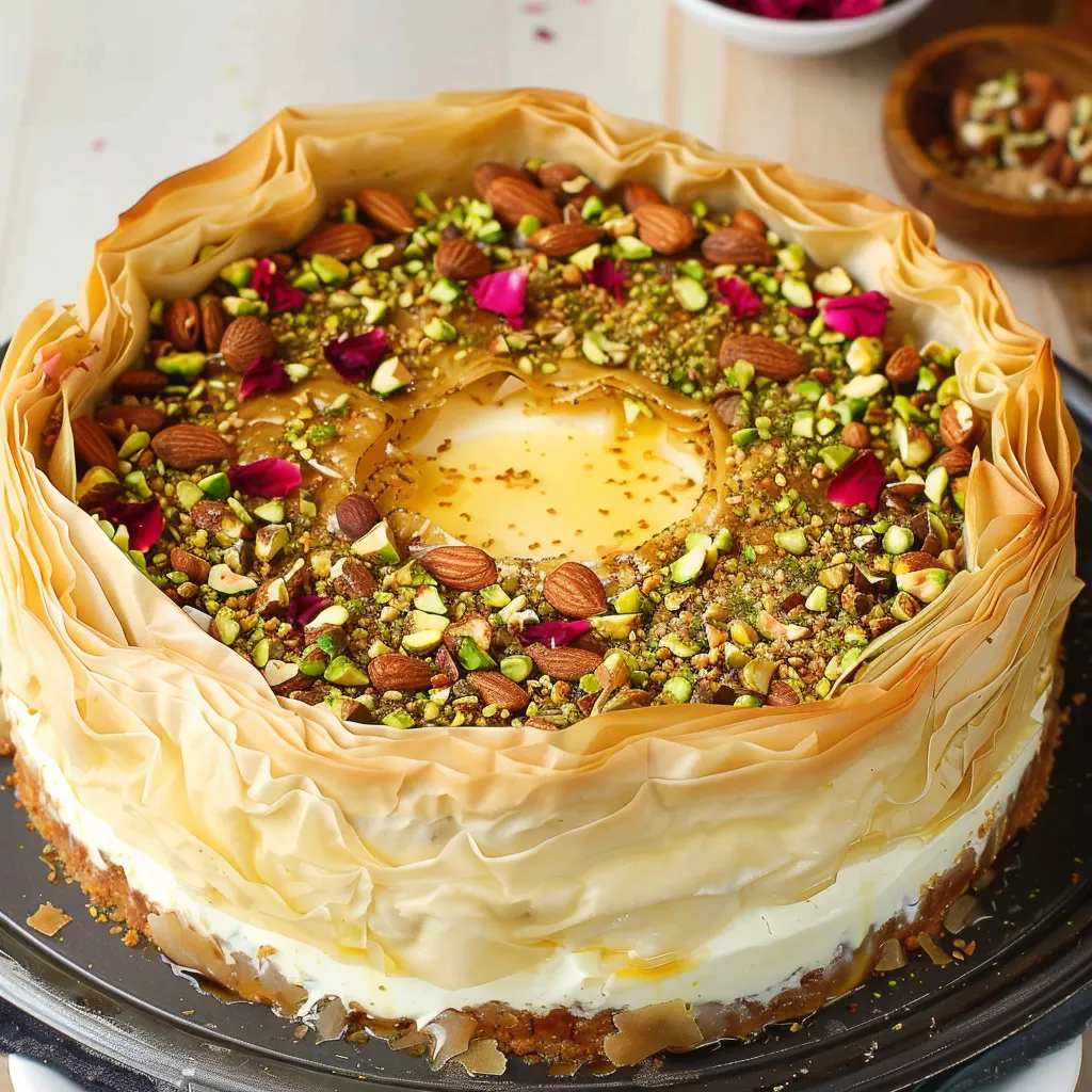 Délice fondant au fromage, croquant pistache-noix
