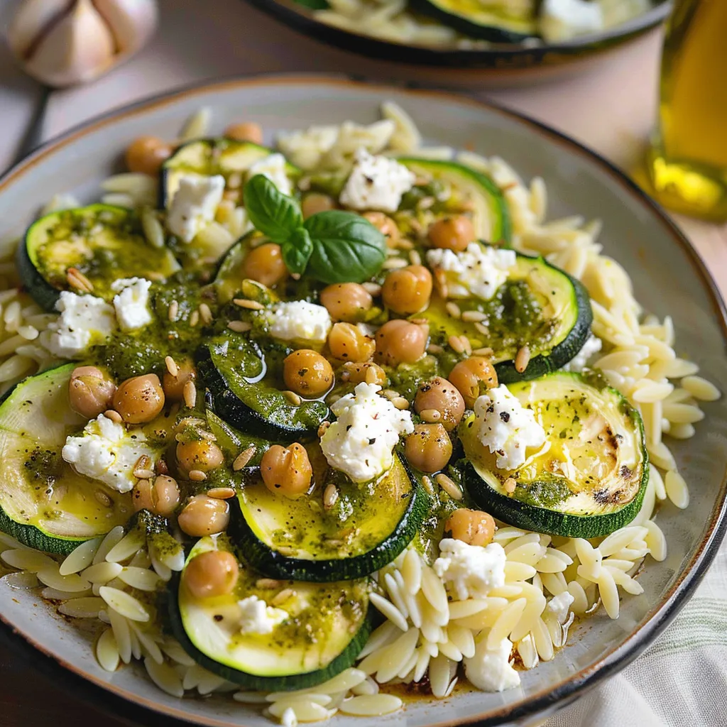 Orzo courgettes feta facile