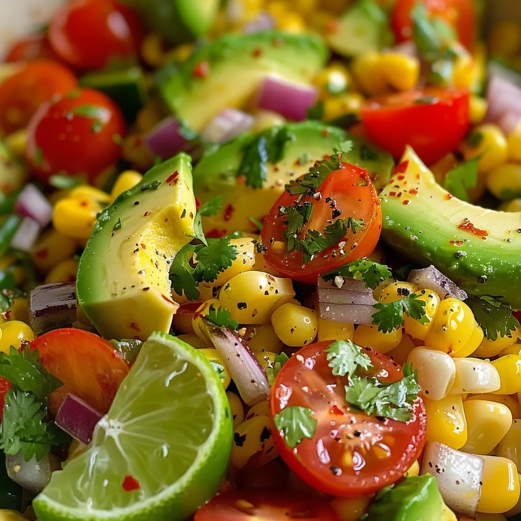 Plat d'été frais maïs avocat
