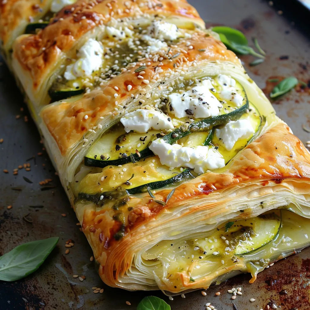 Savoureux feuilleté courgettes Pesto