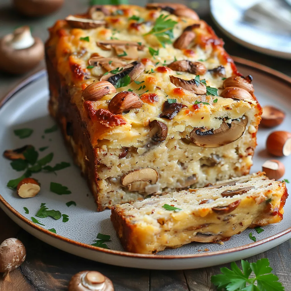 Délicieux cake champignons noisettes
