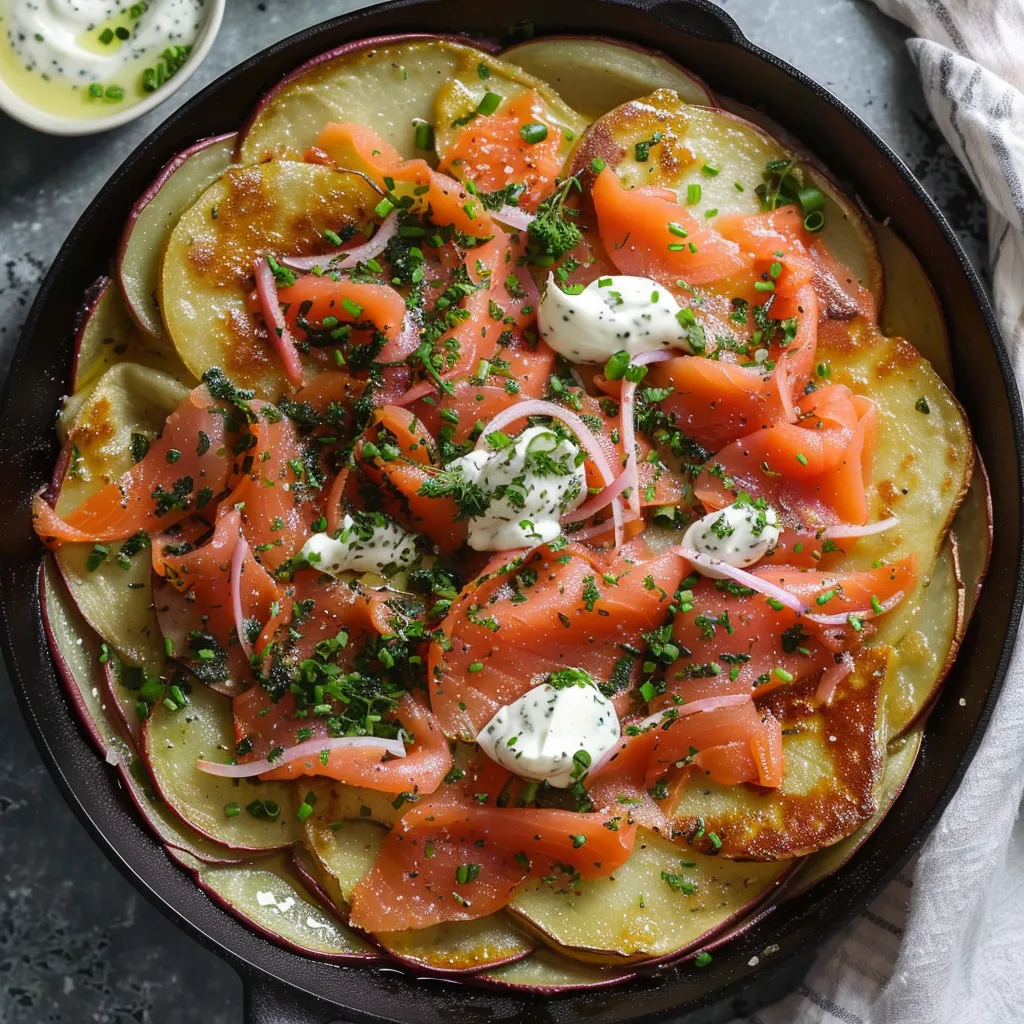 Pommes croustillantes saumon fumé