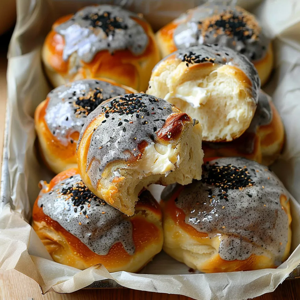 Pain au lait tendre et parfumé sans pétrir avec sésame noir