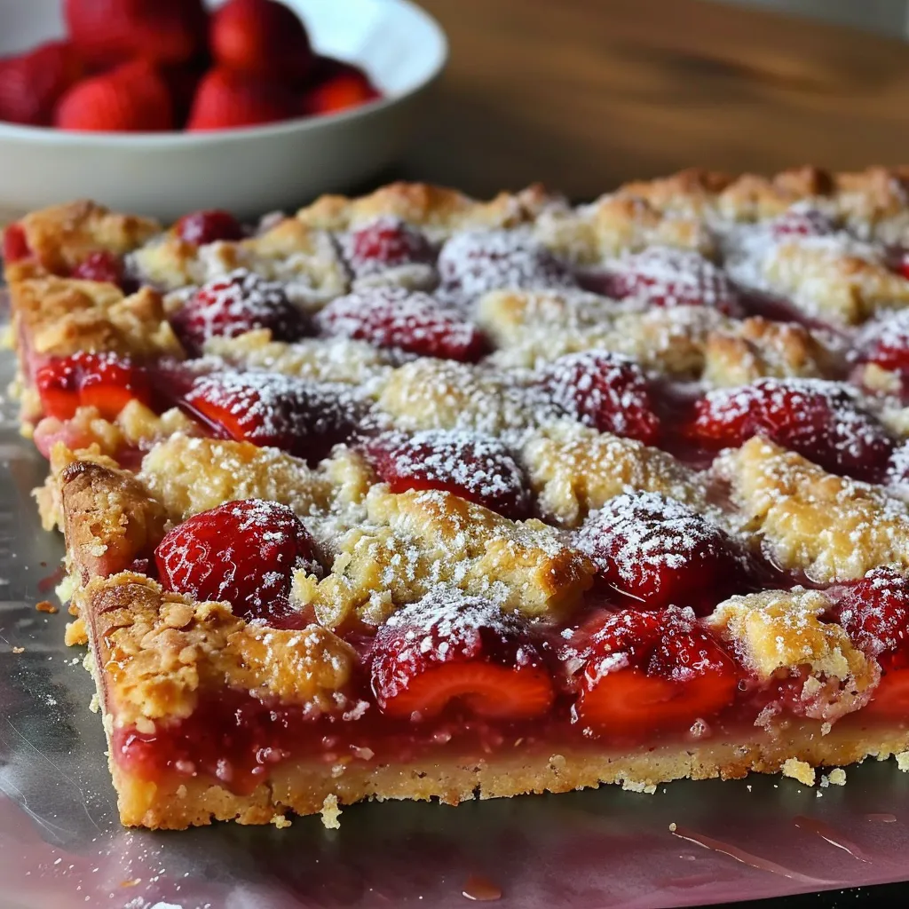 Carrés fraise croquants moelleux