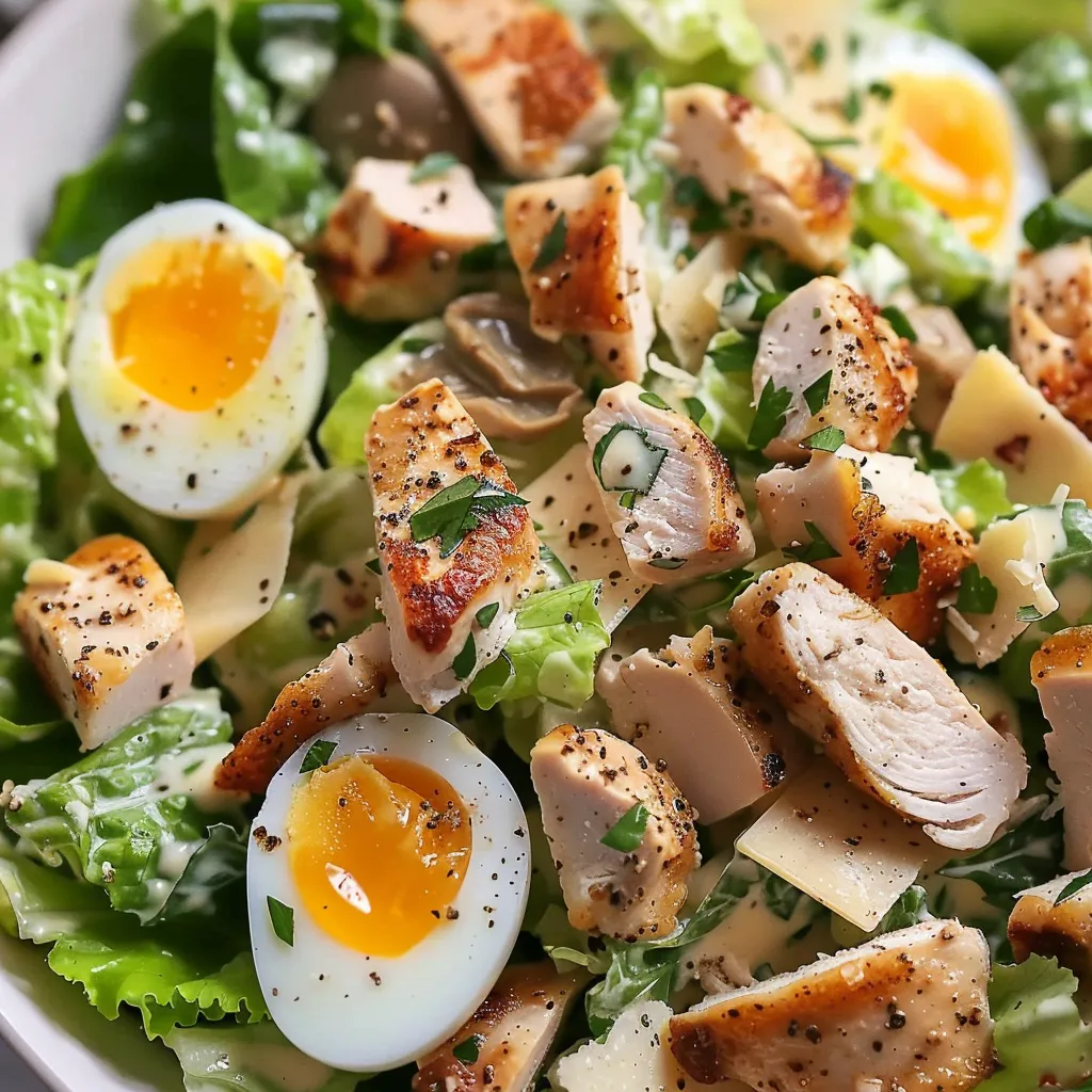 Salade Caesar légère avec Poulet Fermier et Vinaigrette Maison