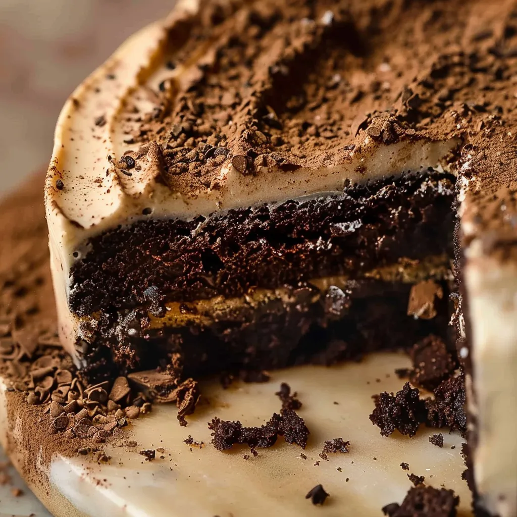 Gâteau moelleux chocolat café nappé de crème au beurre au café