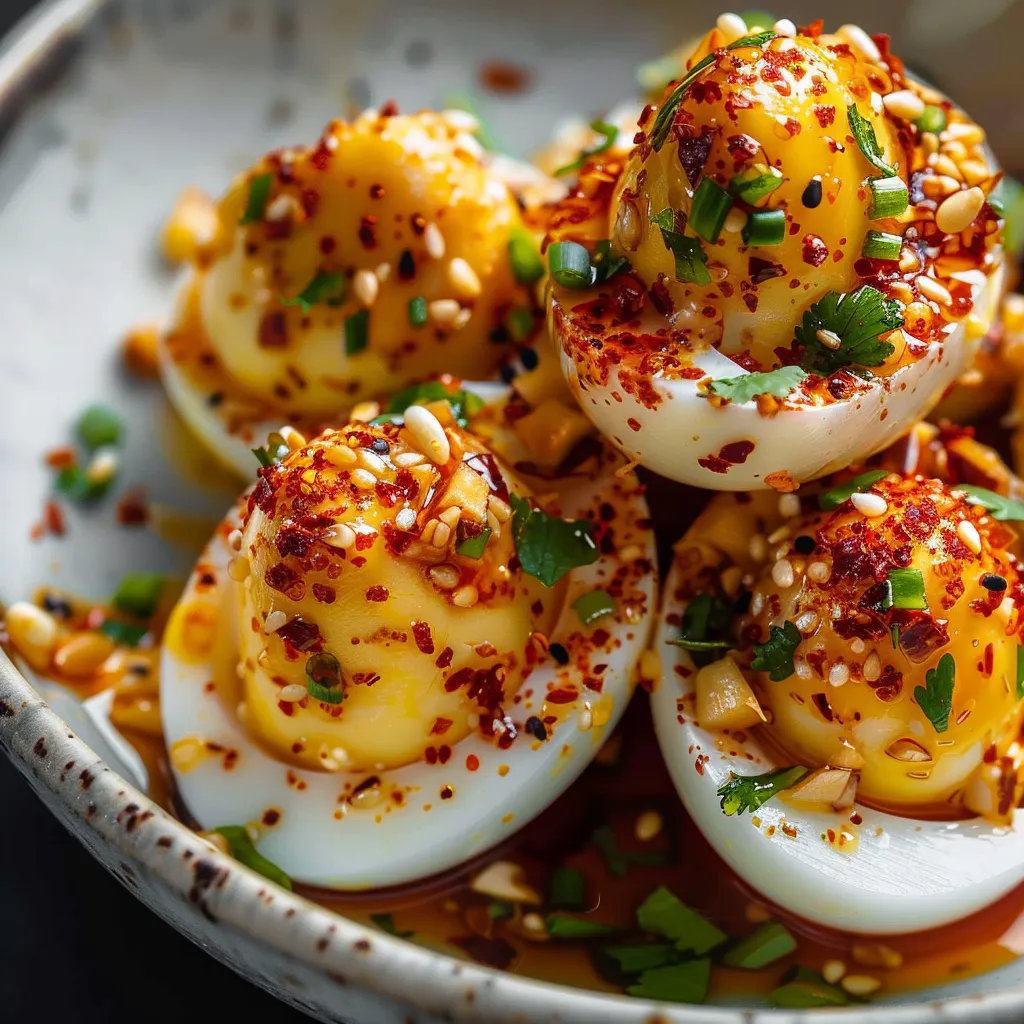 Oeufs croquants et épicés à l'ail