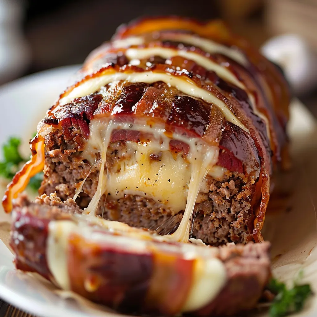 Pain de viande fromage et bacon doré croustillant