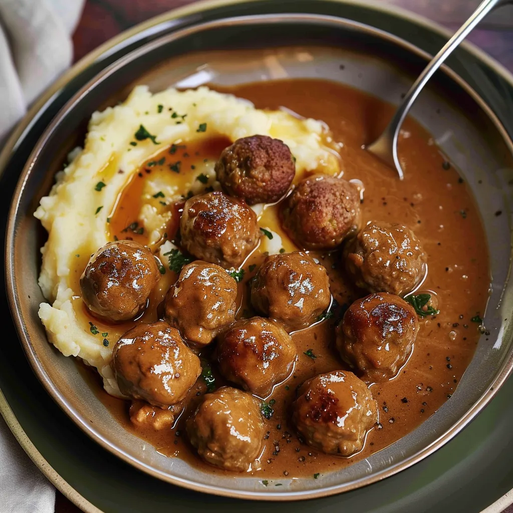 Délicieuses boulettes avec sauce brune