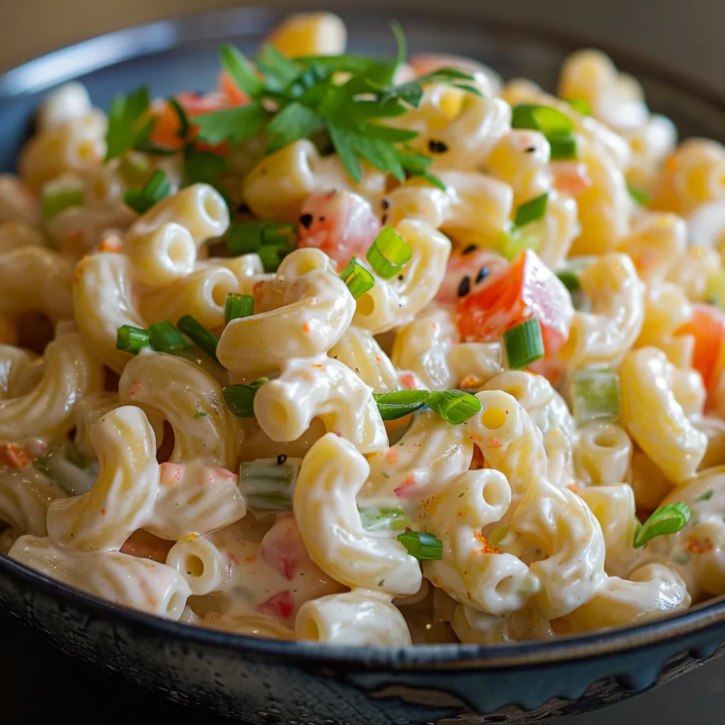 Macaronis froids et légumes croquants