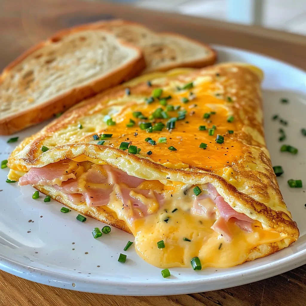 Omelette fromages jambon