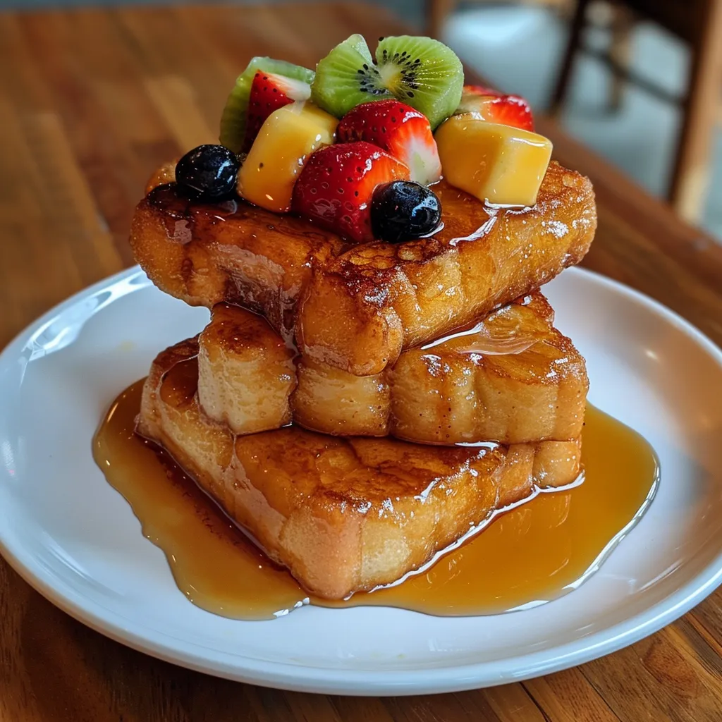 Pain perdu ultra moelleux nappé de sirop d’érable ambré