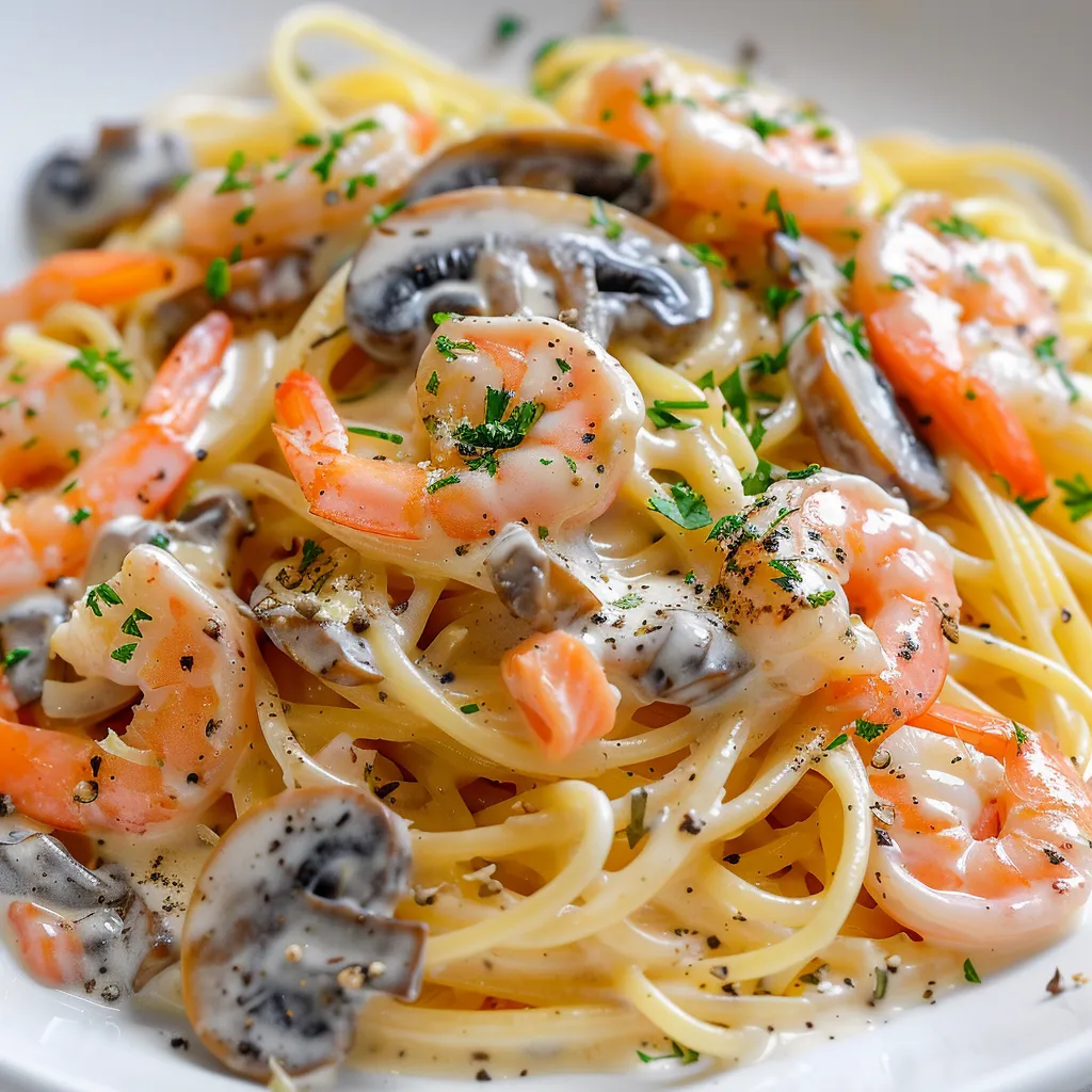 Pâtes saumon et crevettes