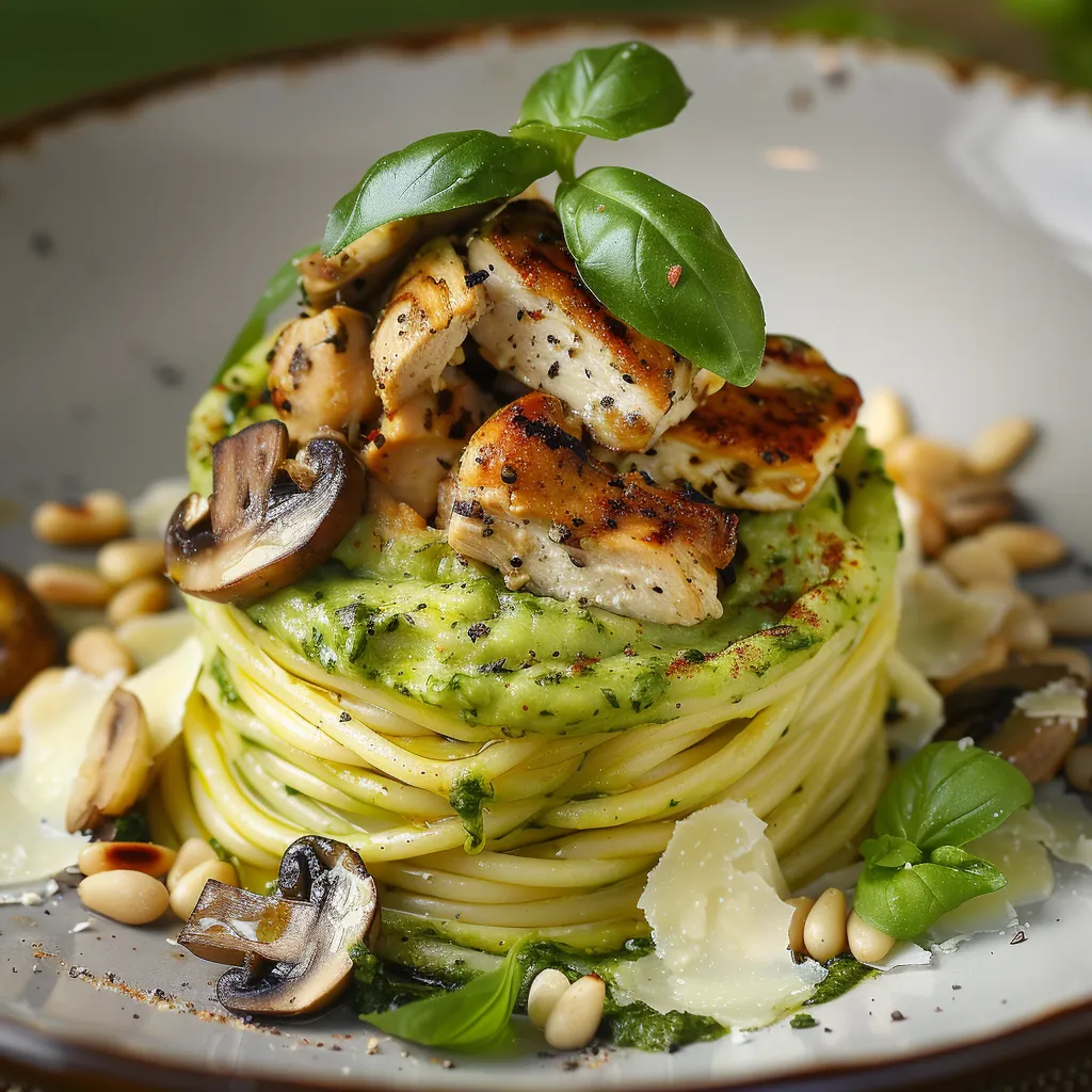 Spaghettis au poulet et courgettes