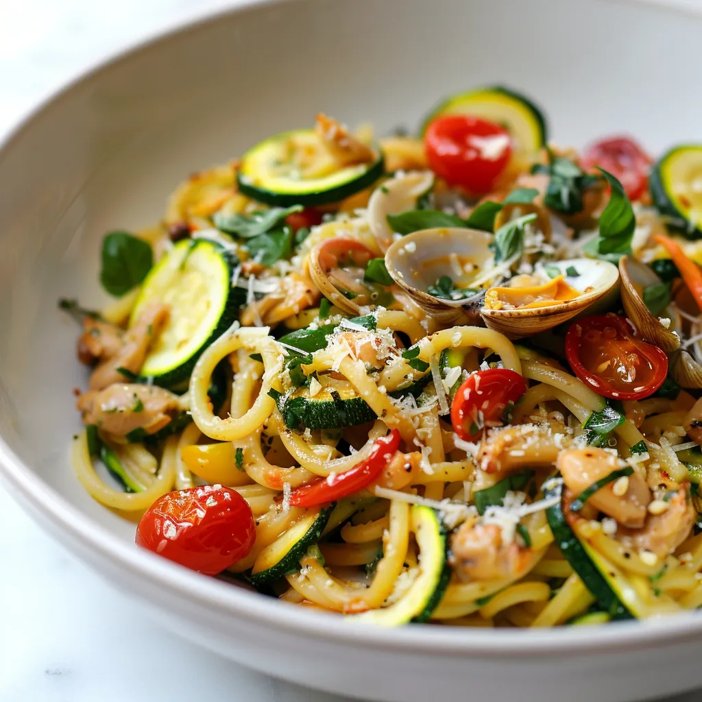 Profitez d’un plat de spaghettis palourdes et courgettes