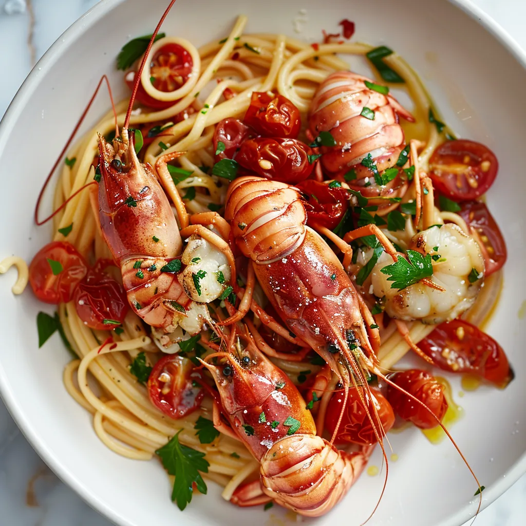 Langoustines et spaghettis