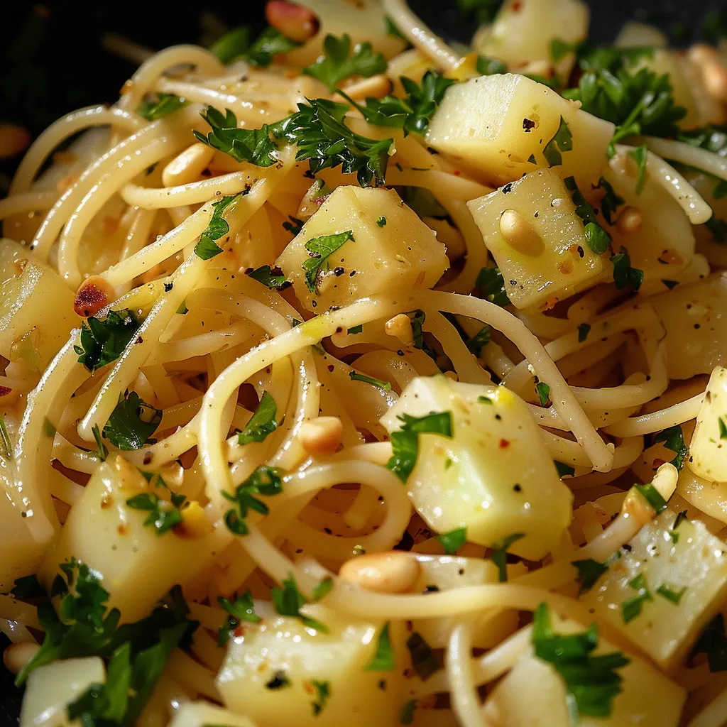 Spaghettis au pistou et parmesan fondant