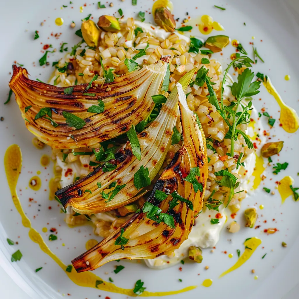 Fenouil rôti, sauce tahin et citron à savourer