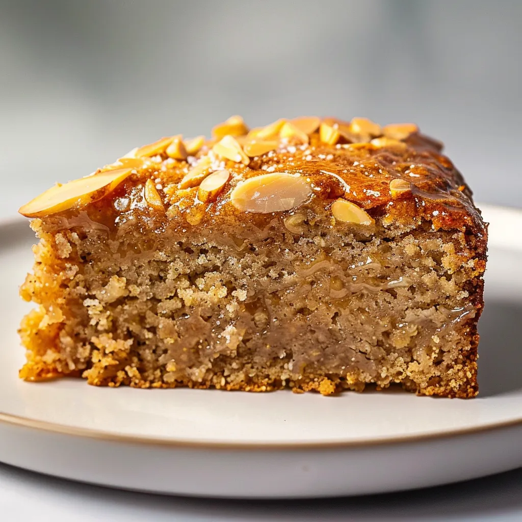Une part fondante à la banane et aux amandes