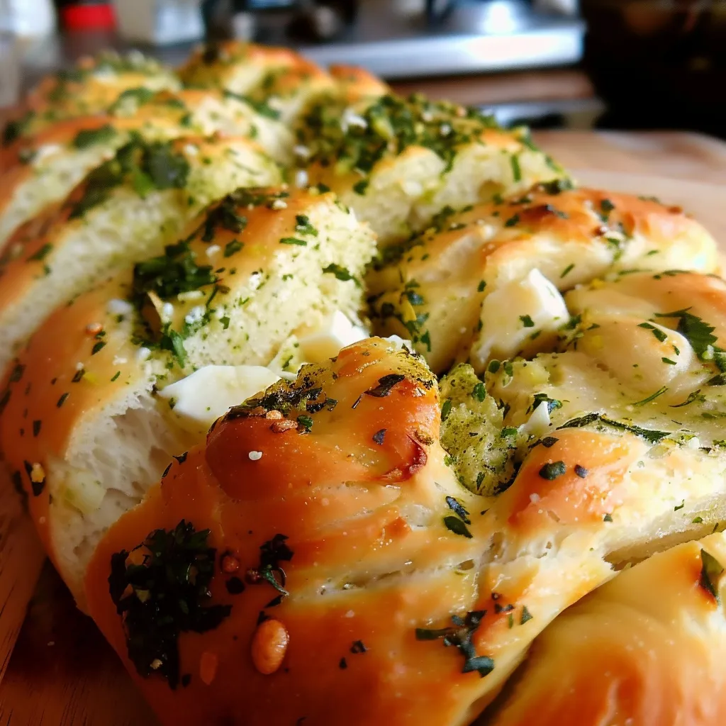 Pain à partager moelleux à l'ail et mozzarella