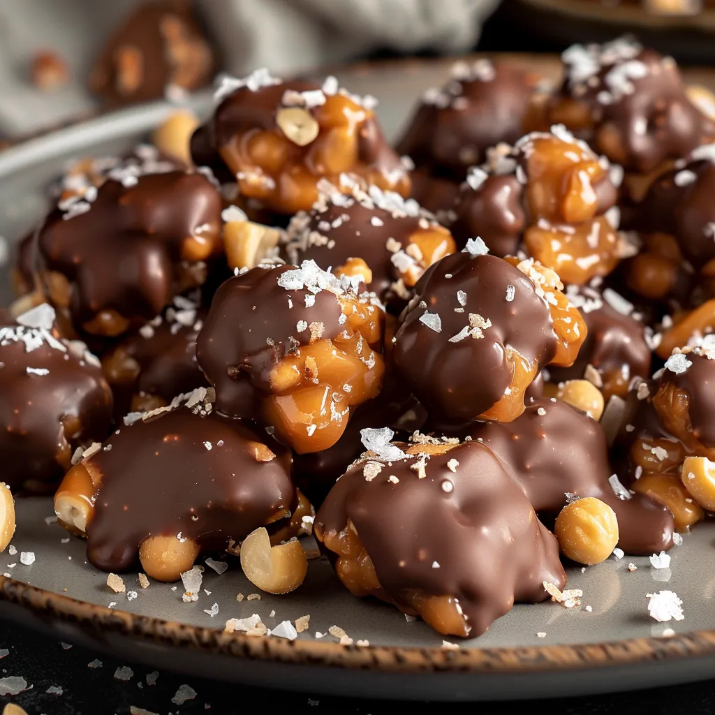 Bouchées cacahuètes caramel chocolat croquantes