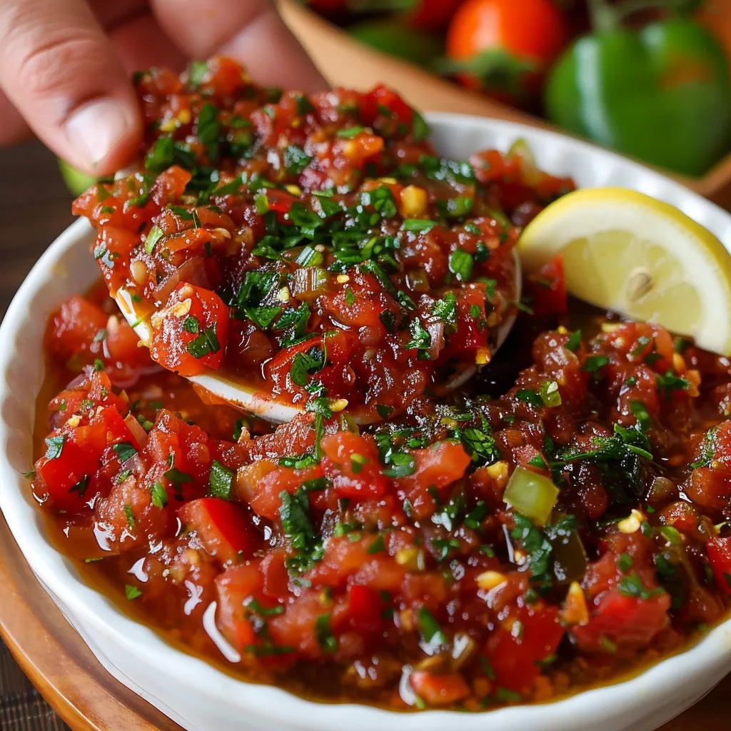 Ezme turc avec légumes croquants