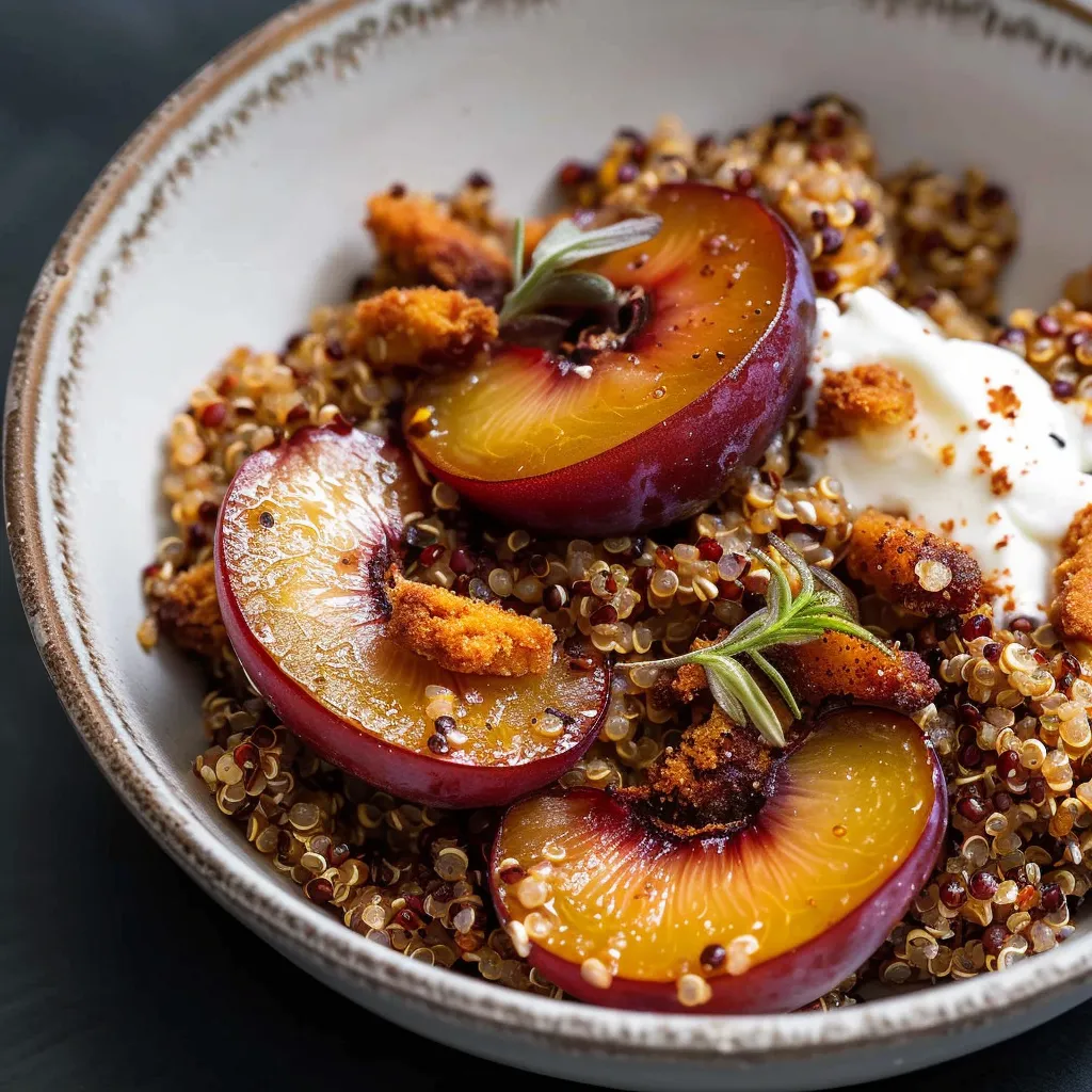 Quinoa à la cannelle et prunes rôties