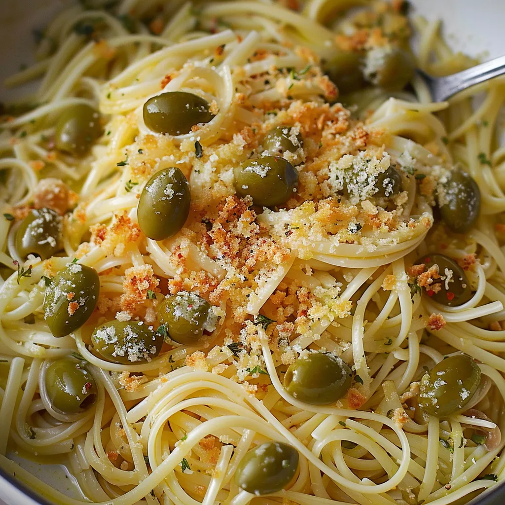 Olives vertes capellini chapelure