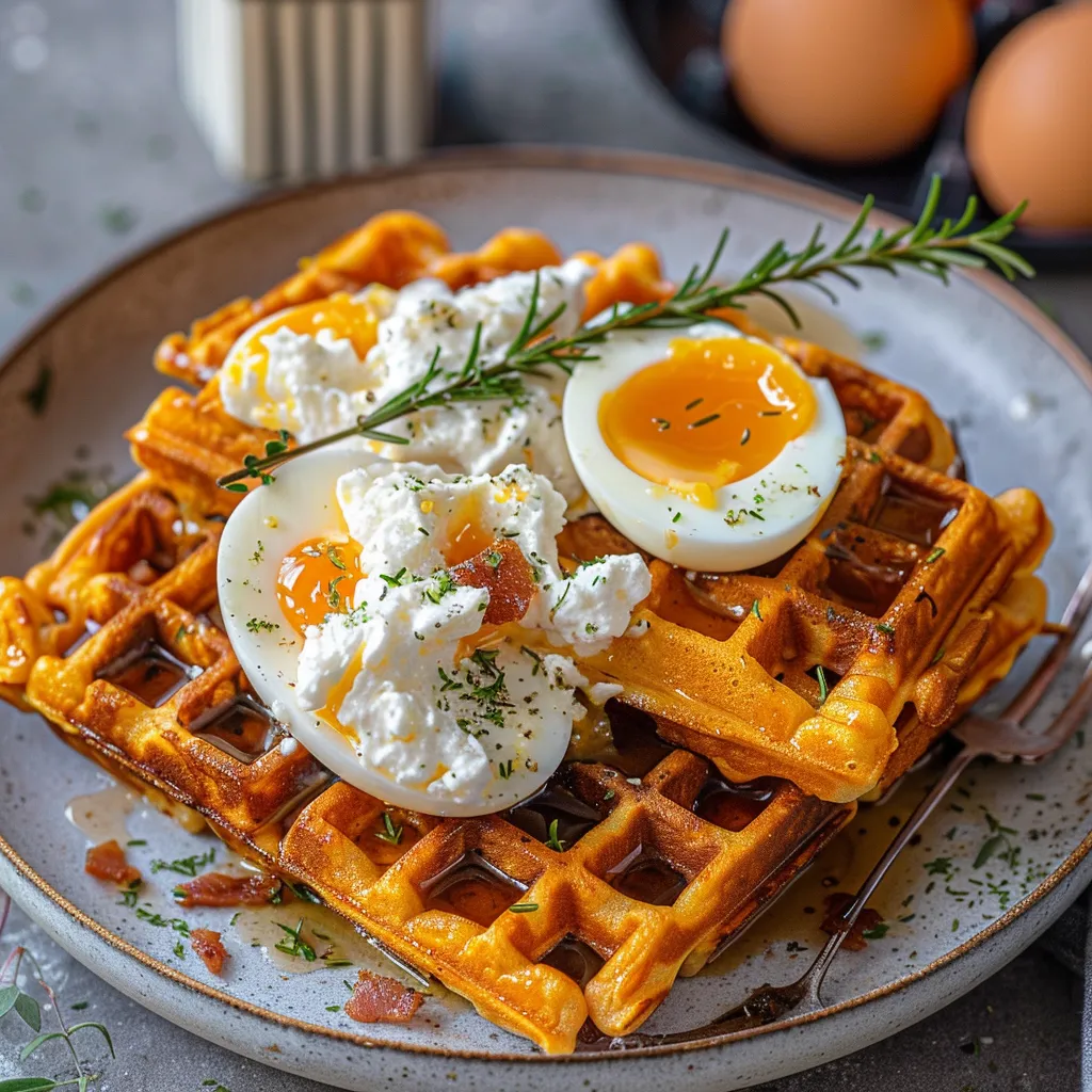 Gaufres moelleuses carotte et chèvre