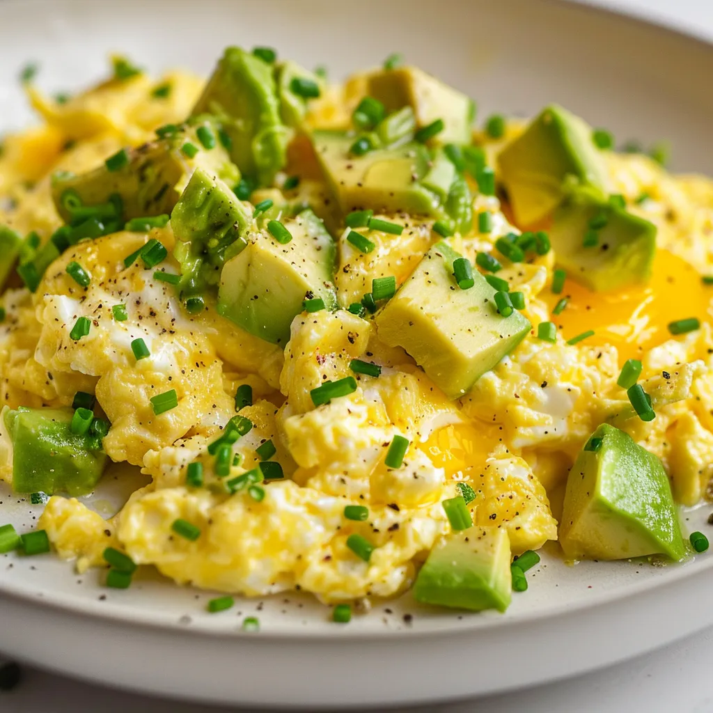 Brouillés avocat avec ciboulette