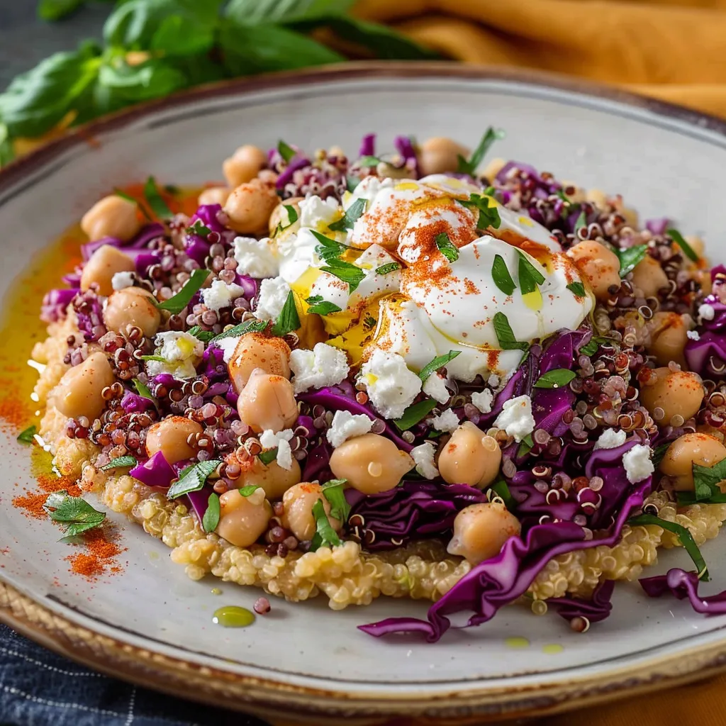 Quinoa croustillant au chou rouge et feta