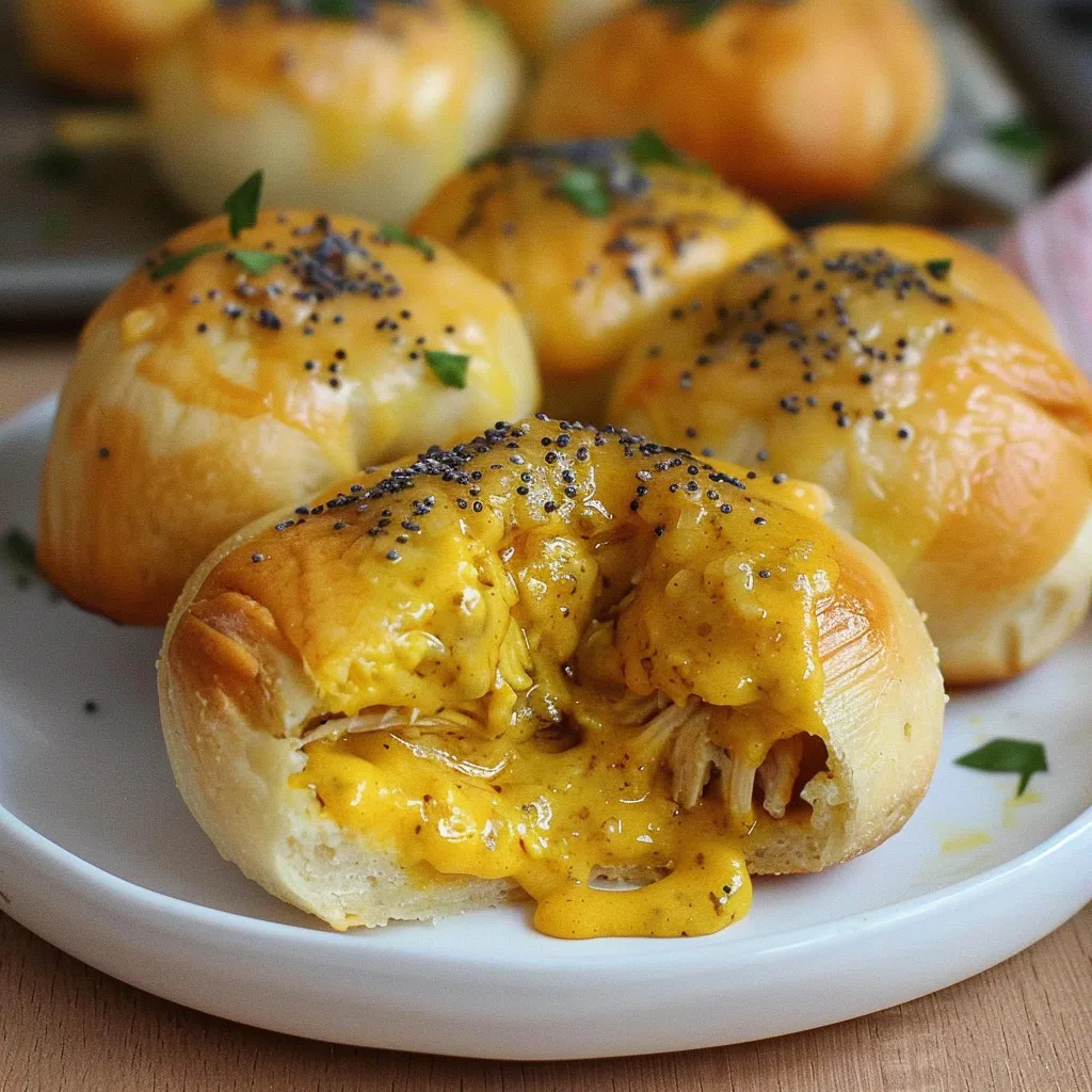 Petits pains dorés au poulet et curry