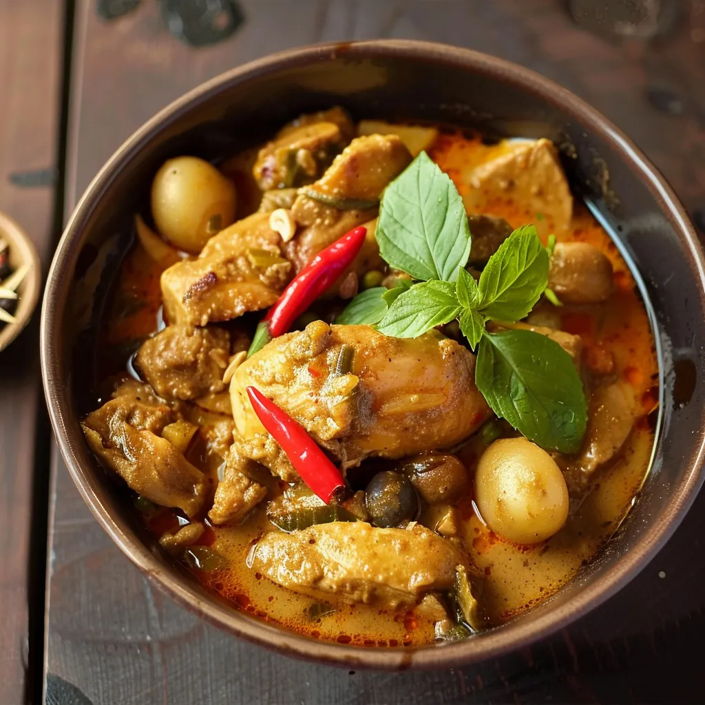 Un bon petit massaman au poulet bien savoureux