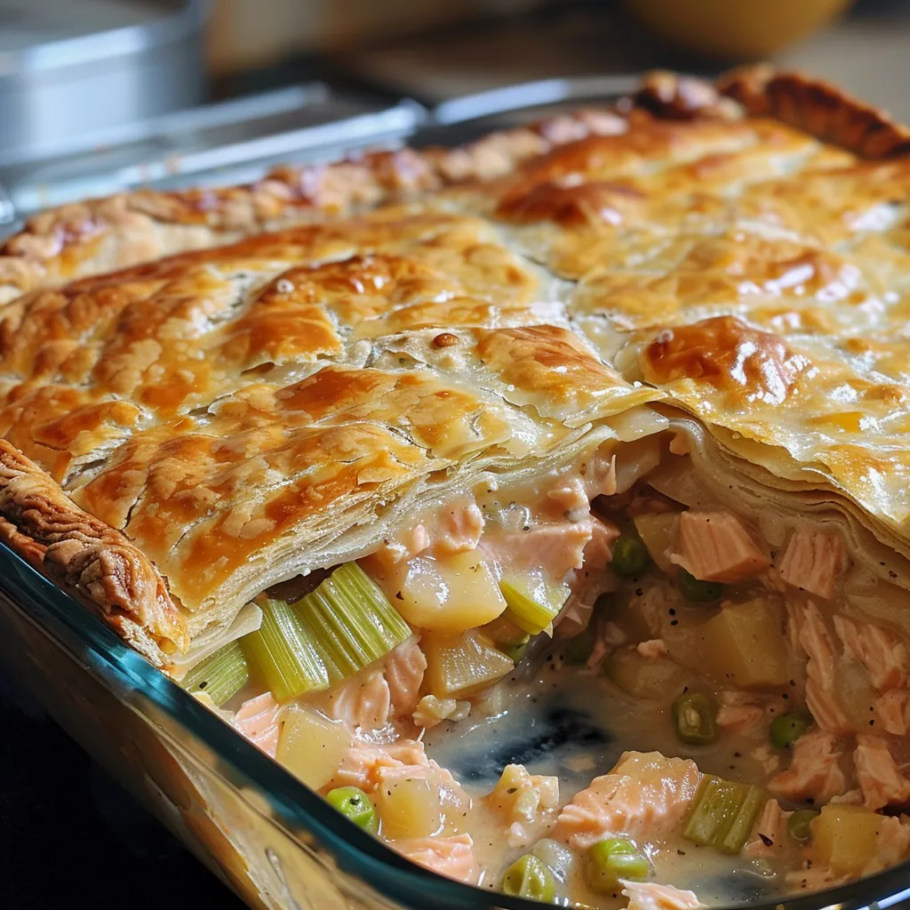 Tourte au saumon croûte dorée