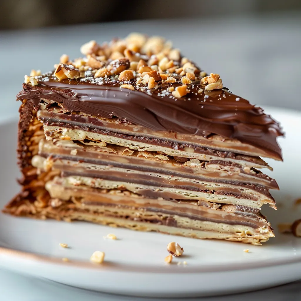 Mille-crêpes chocolat noisette, dessert ultra gourmand