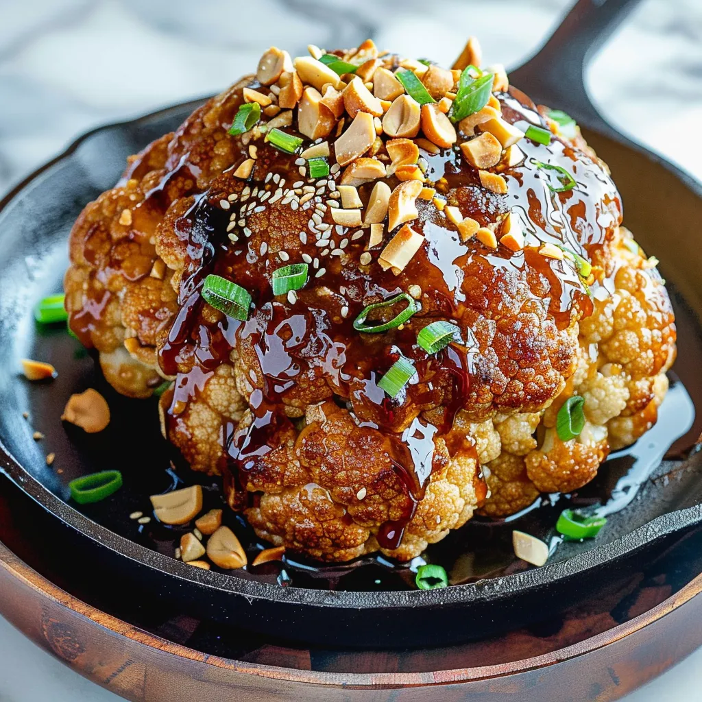 Essayez ce chou-fleur entier rôti avec une sauce à la cacahuète thaï