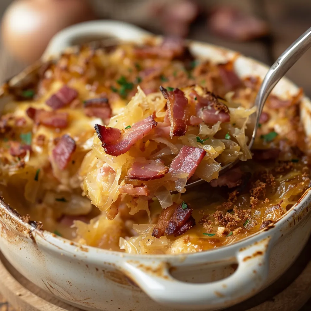Gratin généreux choucroute bacon