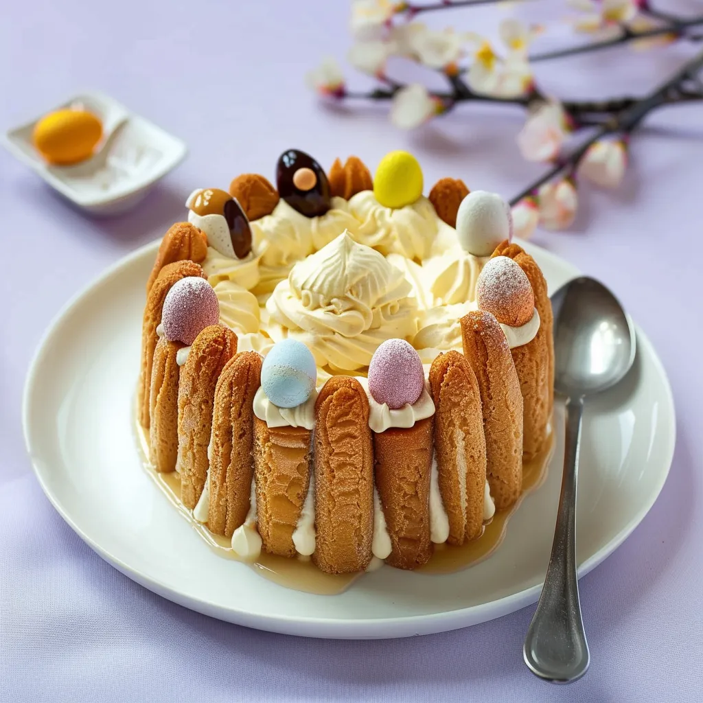 Délicieuse charlotte au chocolat noir spécial Pâques