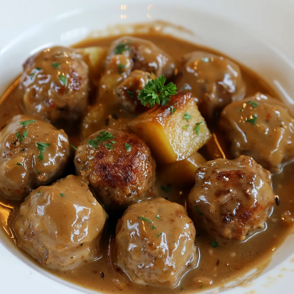 Plat familial mijoté avec boulettes, morceaux de viande fondante et notes épicées