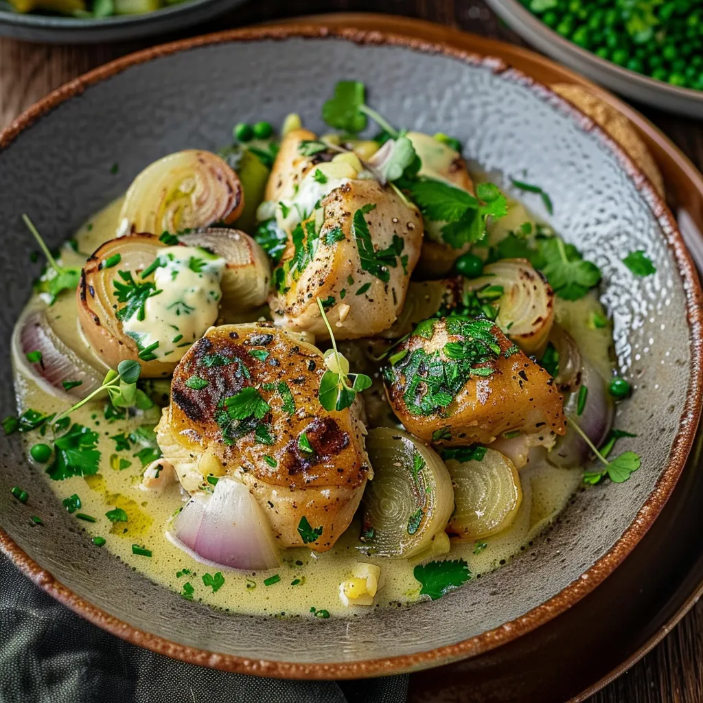 Un curry vert au poulet doux et parfumé sort du wok
