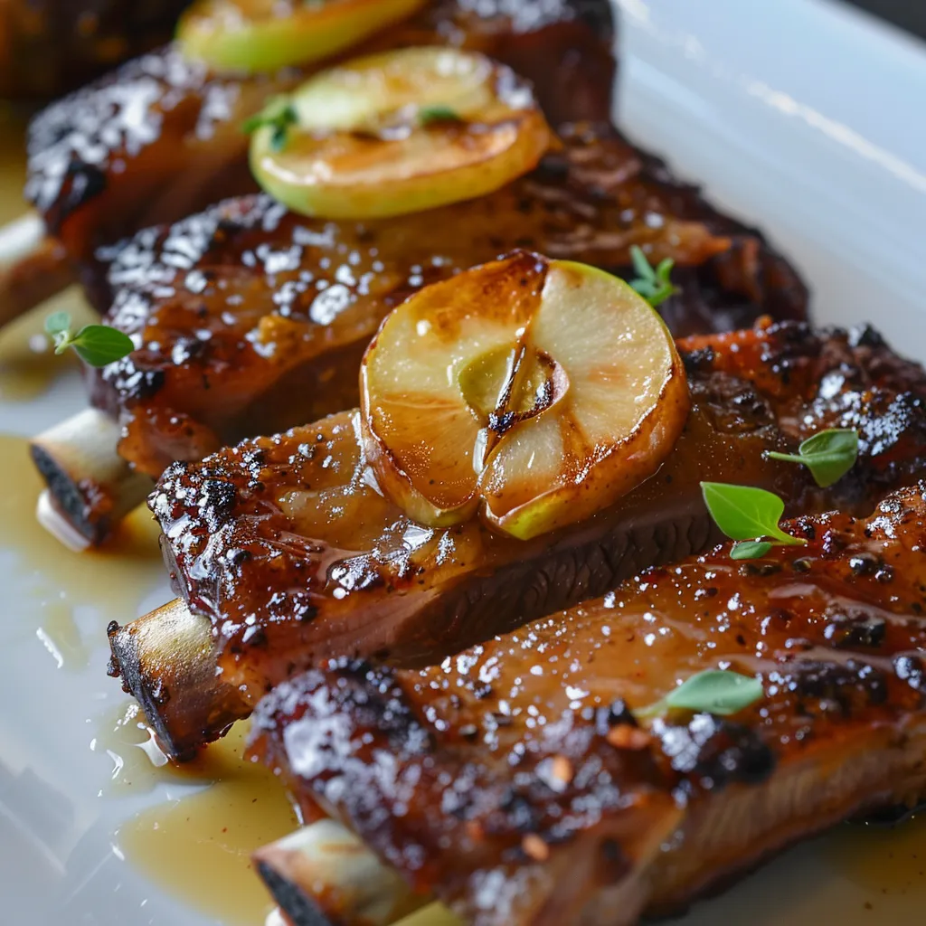 Côtes de porc moelleuses aux pommes et sucre d’érable