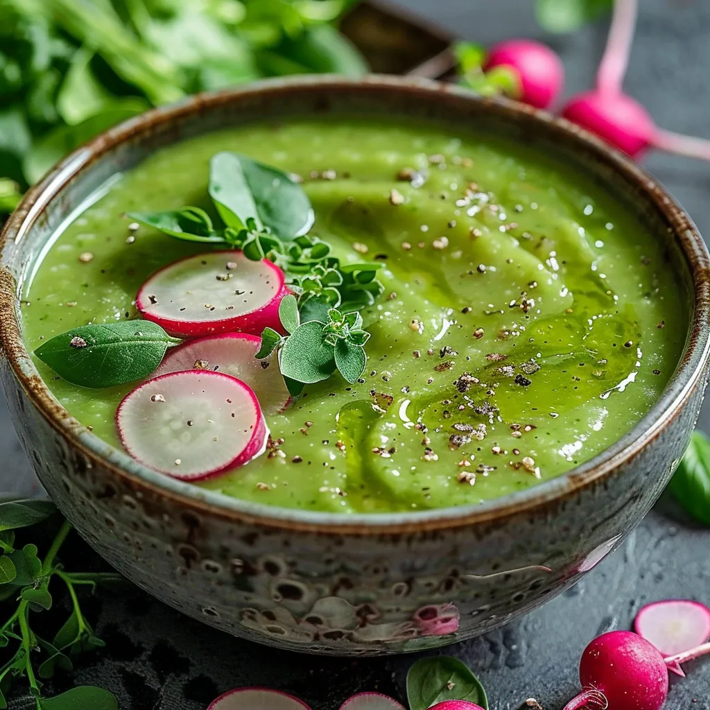Velouté fin aux feuilles de radis