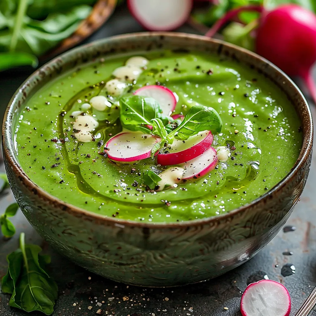 Délicieux velouté de feuilles de radis et pommes de terre
