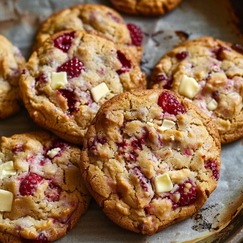 Biscuits savoureux avec framboises et chocolat blanc